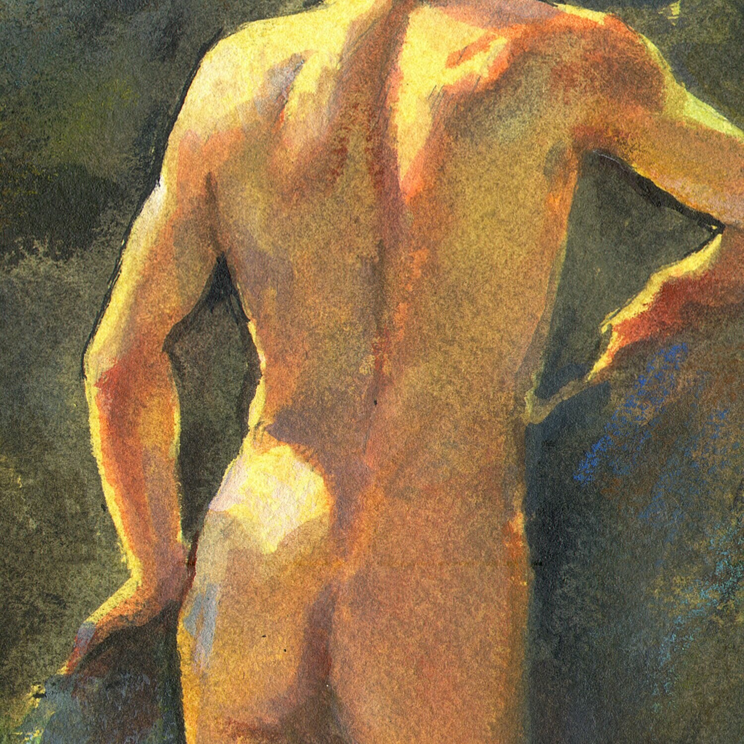 Study after Henry Scott Tuke, Original Mixed-Media Painting on Paper