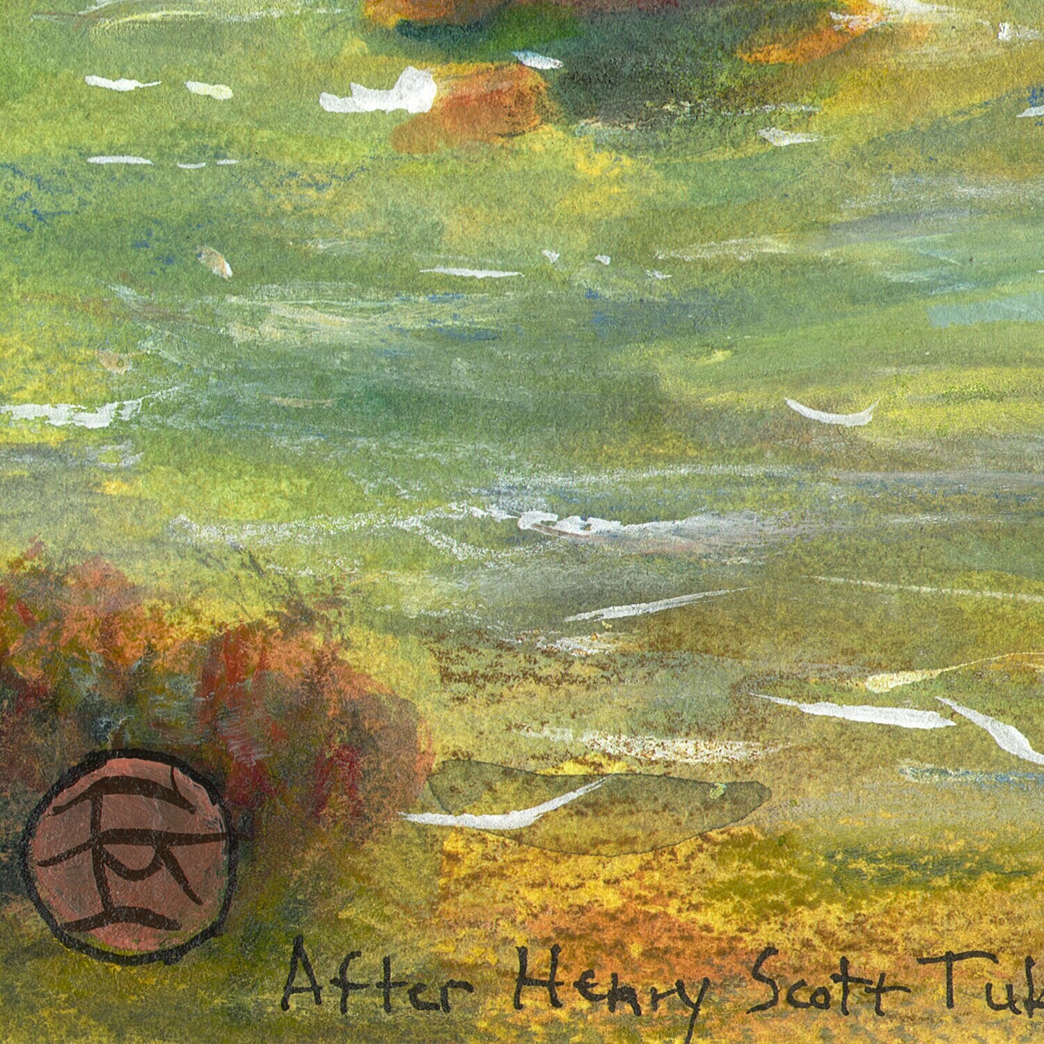 Study after Henry Scott Tuke, Original Mixed-Media Painting on Paper