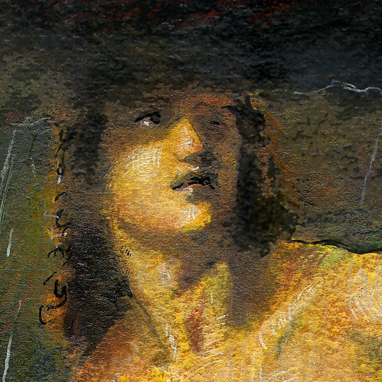 "The Black Cloud" Original Mixed-Media Painting on Paper