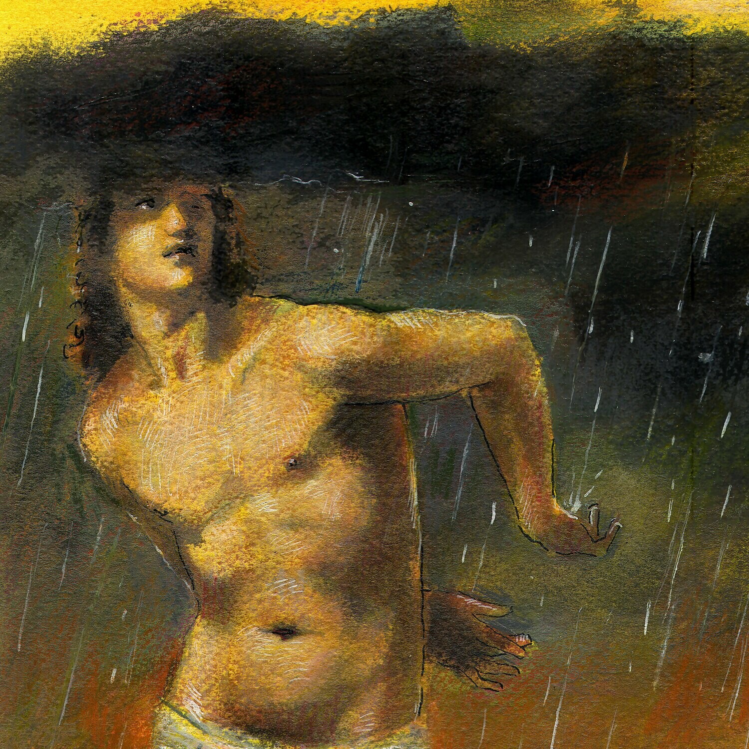 "The Black Cloud" Original Mixed-Media Painting on Paper