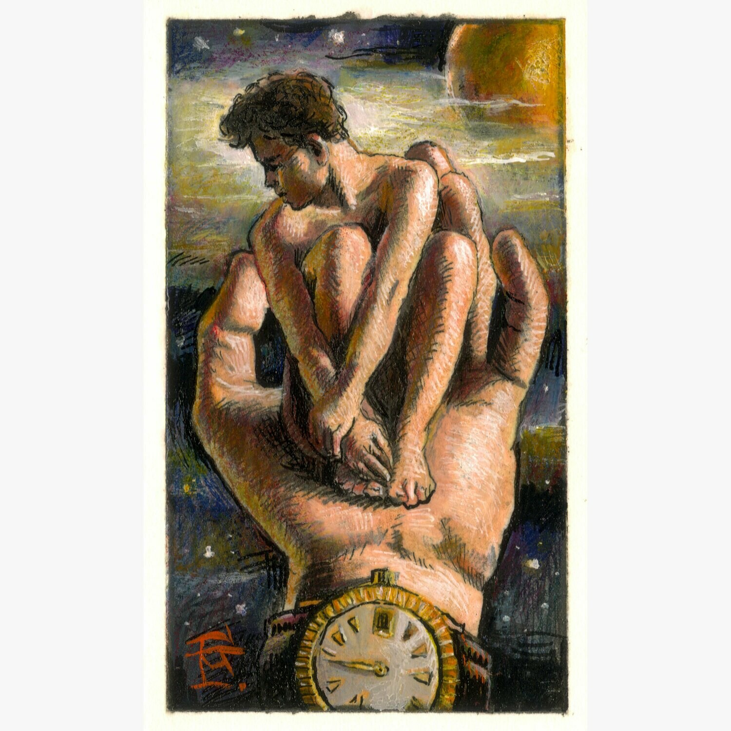 Miniature Painting "The Protector" 3.5" X 2"