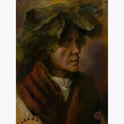 Untitled (Study after Edward S. Curtis) Original Mixed-Media Painting on Paper