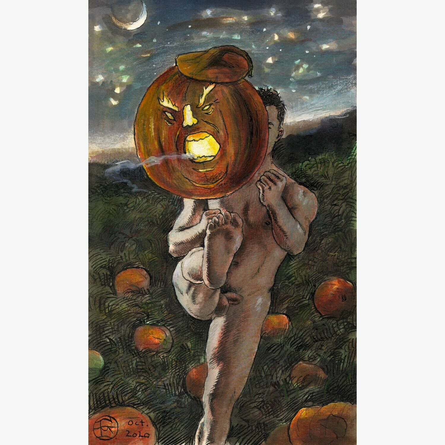 "The Fear Kicker" Original Mixed-Media Painting on Paper