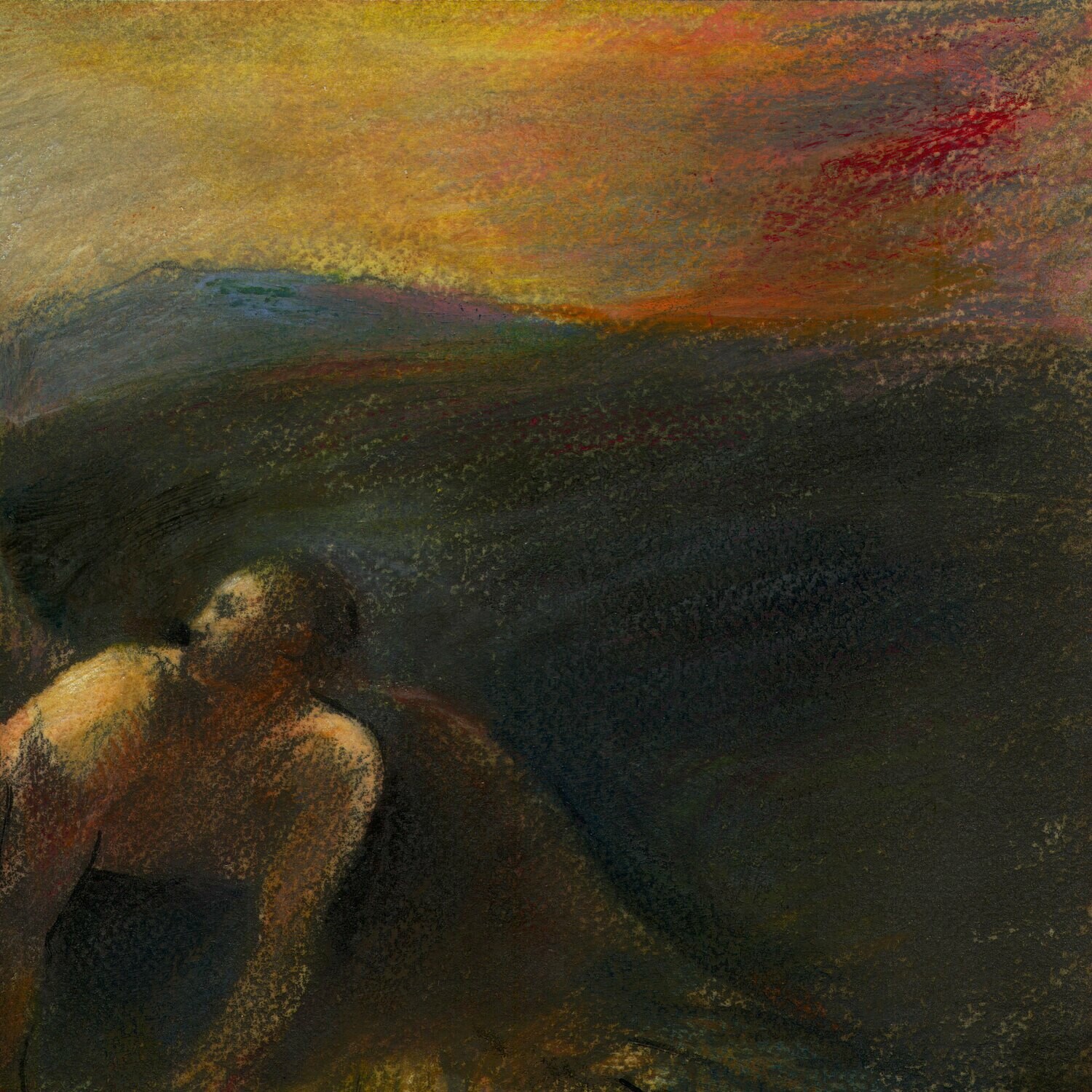 "Fallen Angel (after Redon)" Original Mixed-Media Painting on Paper