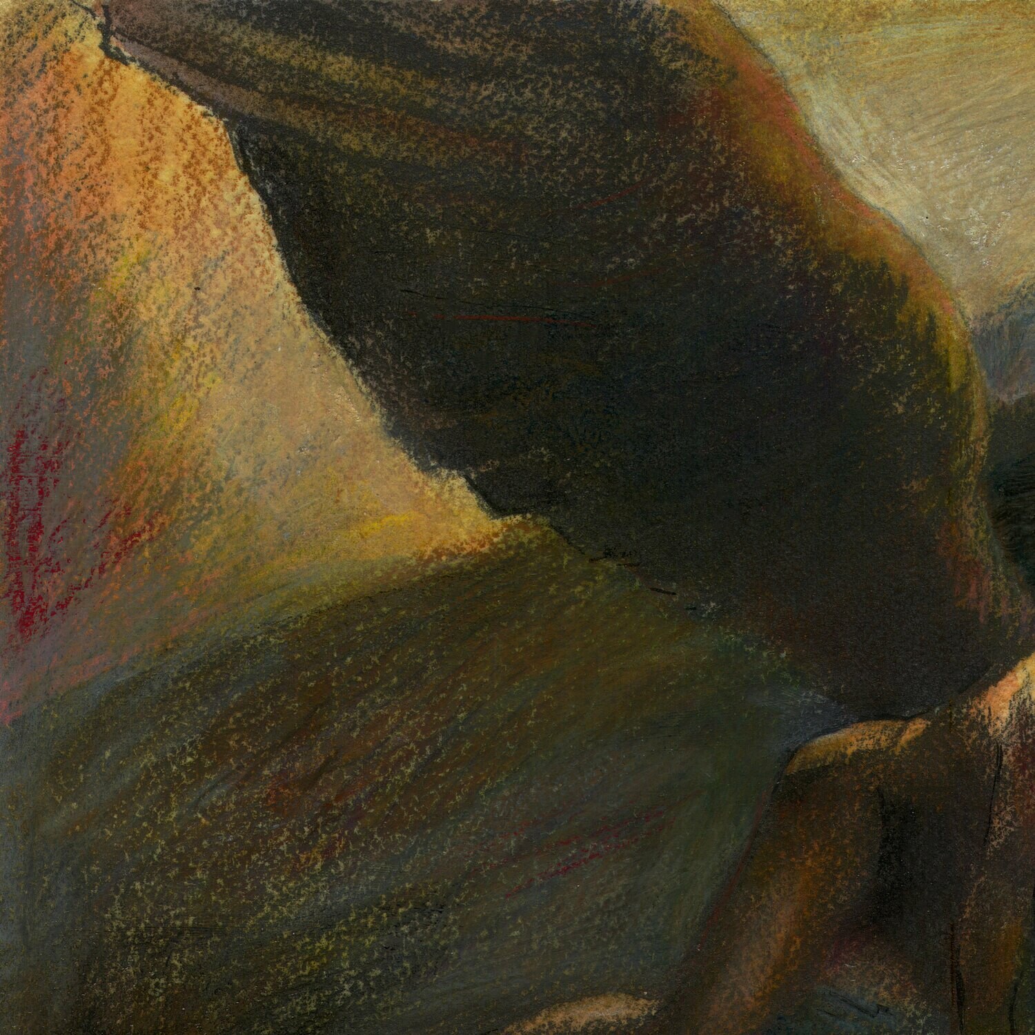 "Fallen Angel (after Redon)" Original Mixed-Media Painting on Paper