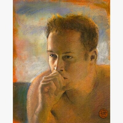 Untitled Portrait Study, Original Mixed-Media Painting on Paper