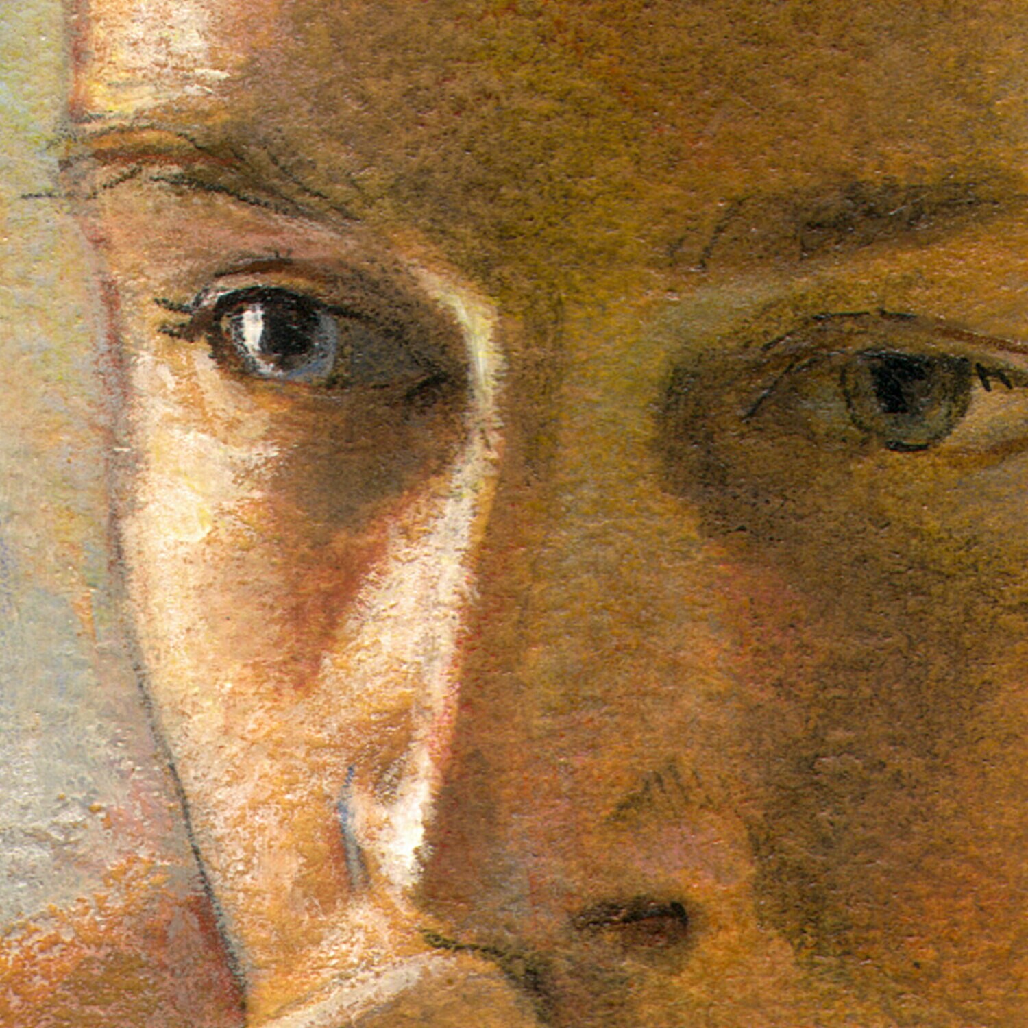 Untitled Portrait Study, Original Mixed-Media Painting on Paper