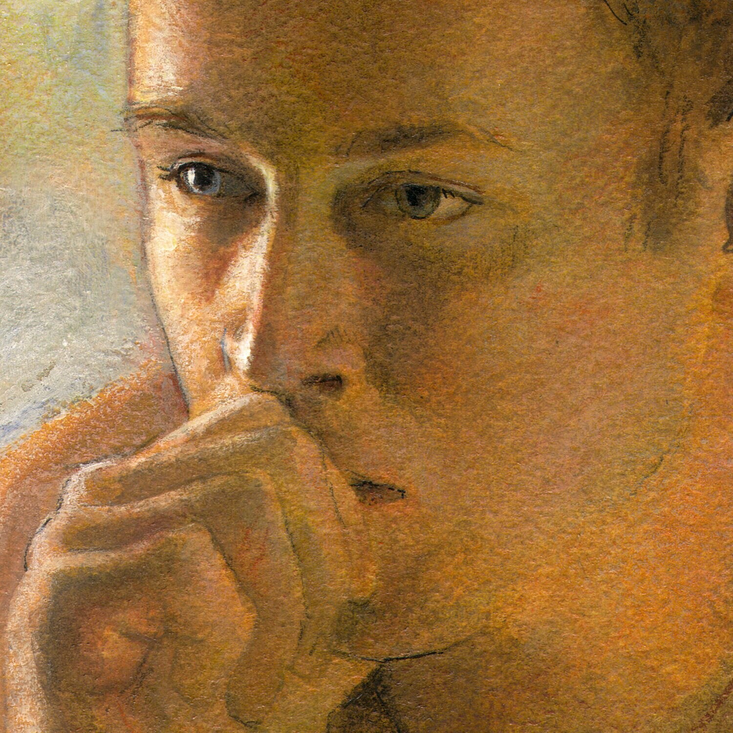 Untitled Portrait Study, Original Mixed-Media Painting on Paper