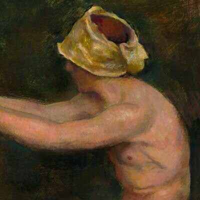 "Young Man with a Sword" (After Max Švabinský) Original Painting on Panel