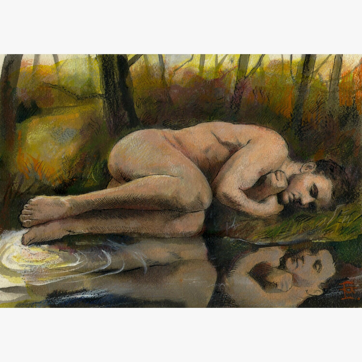 &quot;Path&#39;s End&quot;, Original Mixed-Media Painting on Paper