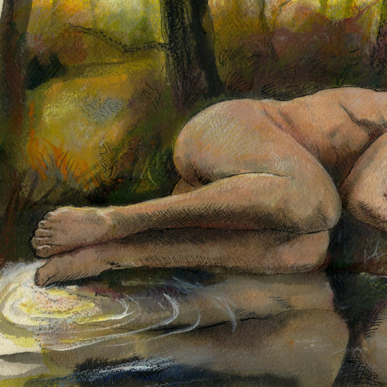 "Path's End", Original Mixed-Media Painting on Paper