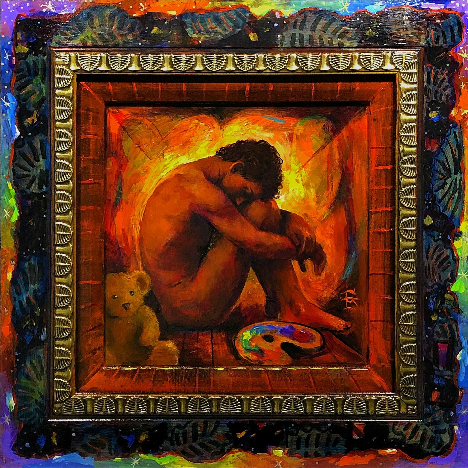 "Holiday Quarantine" Original Work Painted on Panel and Frame