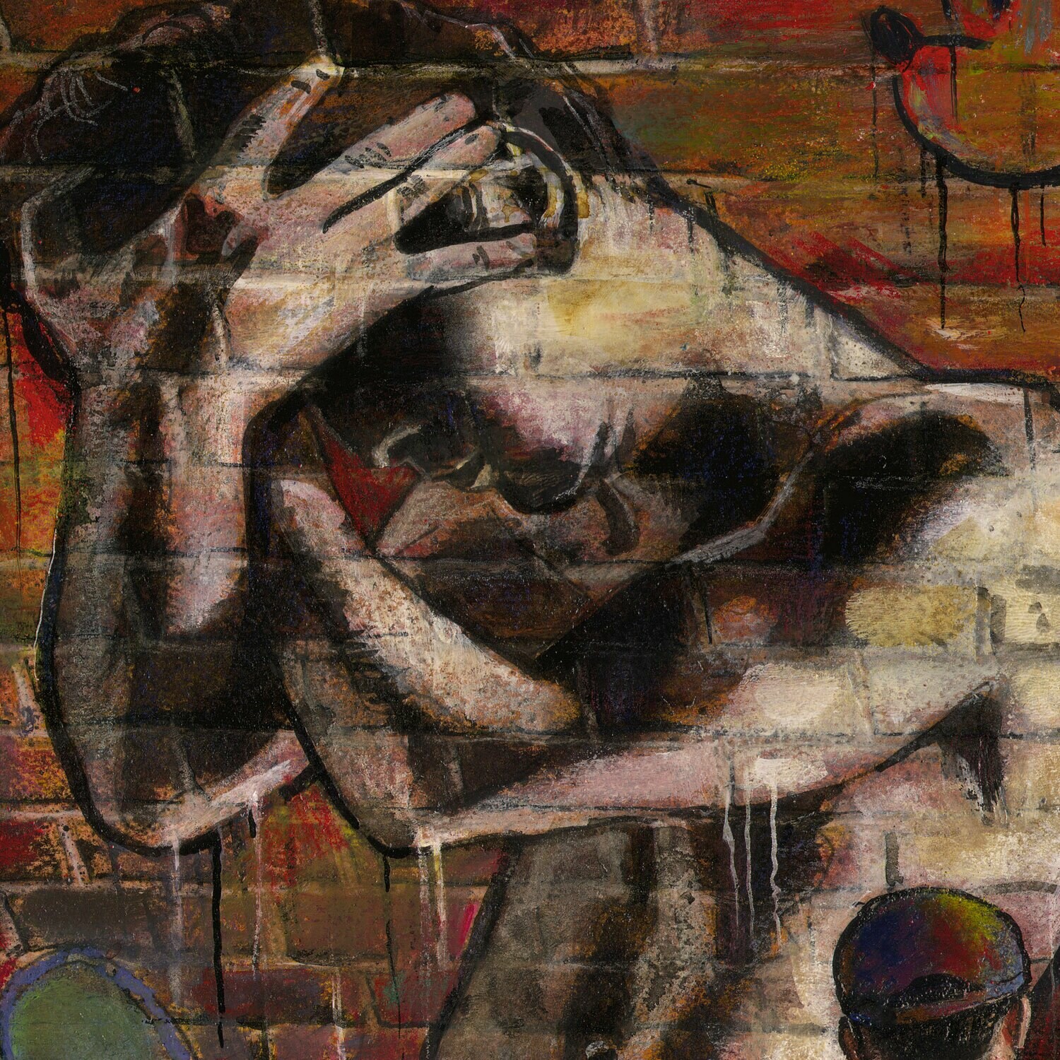 "Night News" Original Mixed-Media Work on Paper