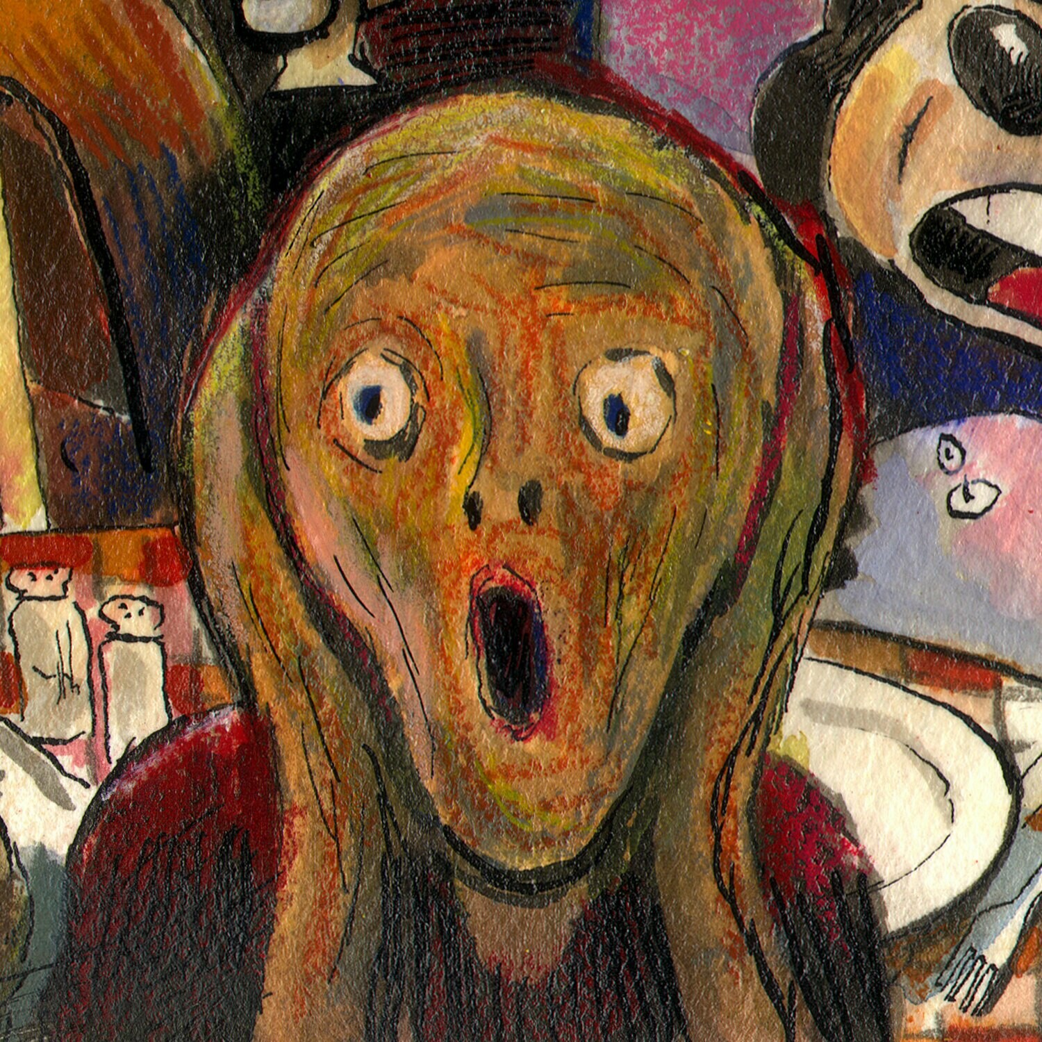 "Thanksgiving Self-Portrait" Original Mixed-Media Work on Paper