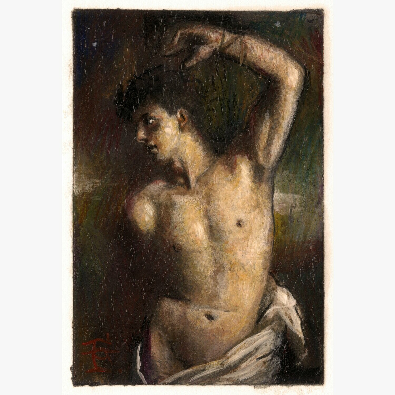 Miniature Painting "Saint Sebastian" 4" X 2-5/8"