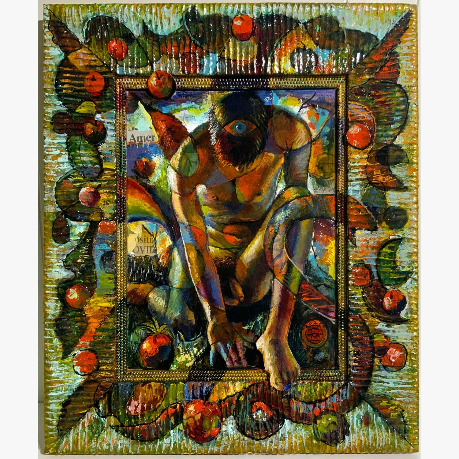 &quot;The Orchard (An Apple a Day)&quot; Original Painting on Frame with 3D Collage (*See pan video)