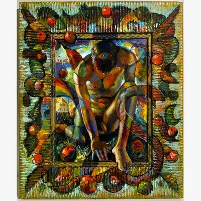 &quot;The Orchard (An Apple a Day)&quot; Original Painting on Frame with 3D Collage (*See pan video)