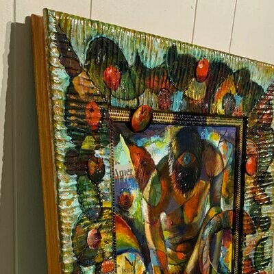 "The Orchard (An Apple a Day)" Original Painting on Frame with 3D Collage (*See pan video)