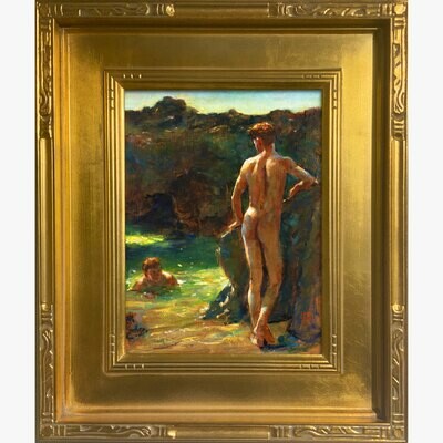 Untitled Study after Henry Scott Tuke, Original Framed Painting on Panel