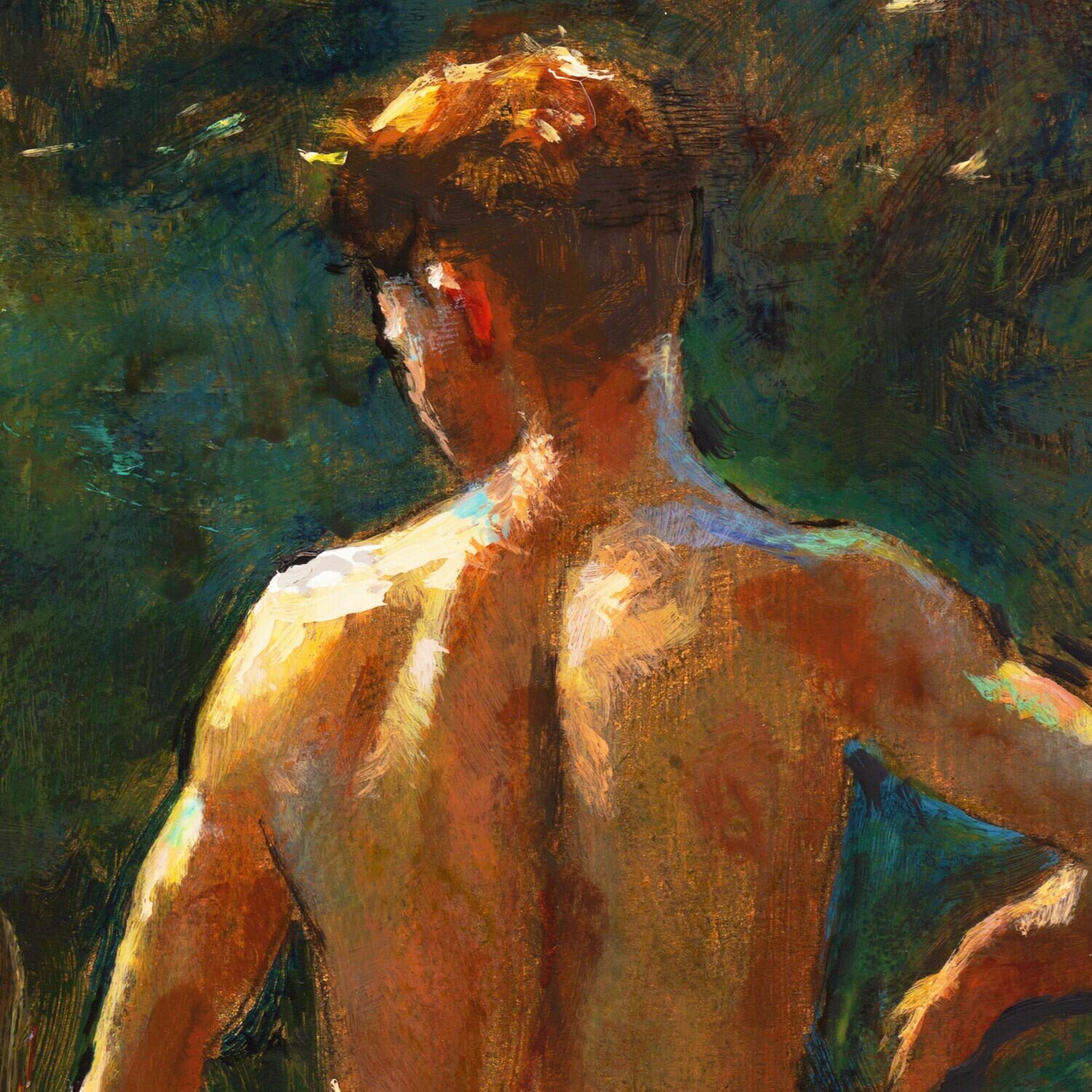 Untitled Study after Henry Scott Tuke, Original Framed Painting on Panel