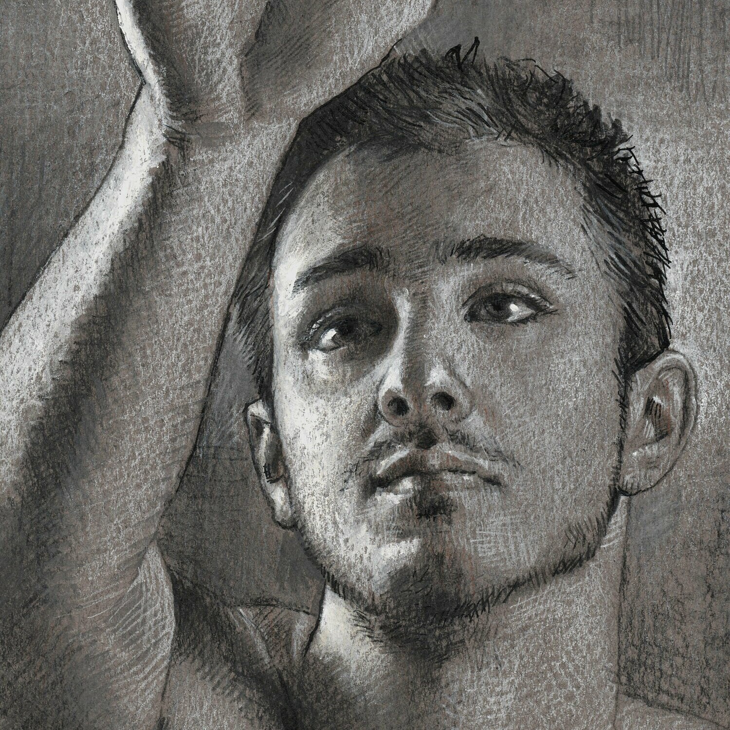 "Reach" Original Mixed-Media Grisaille Drawing