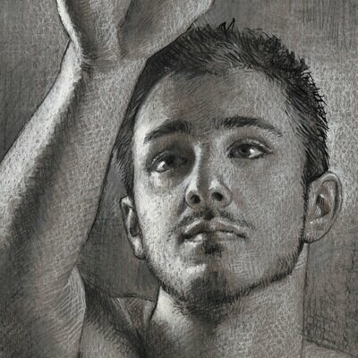 "Reach" Original Mixed-Media Grisaille Drawing