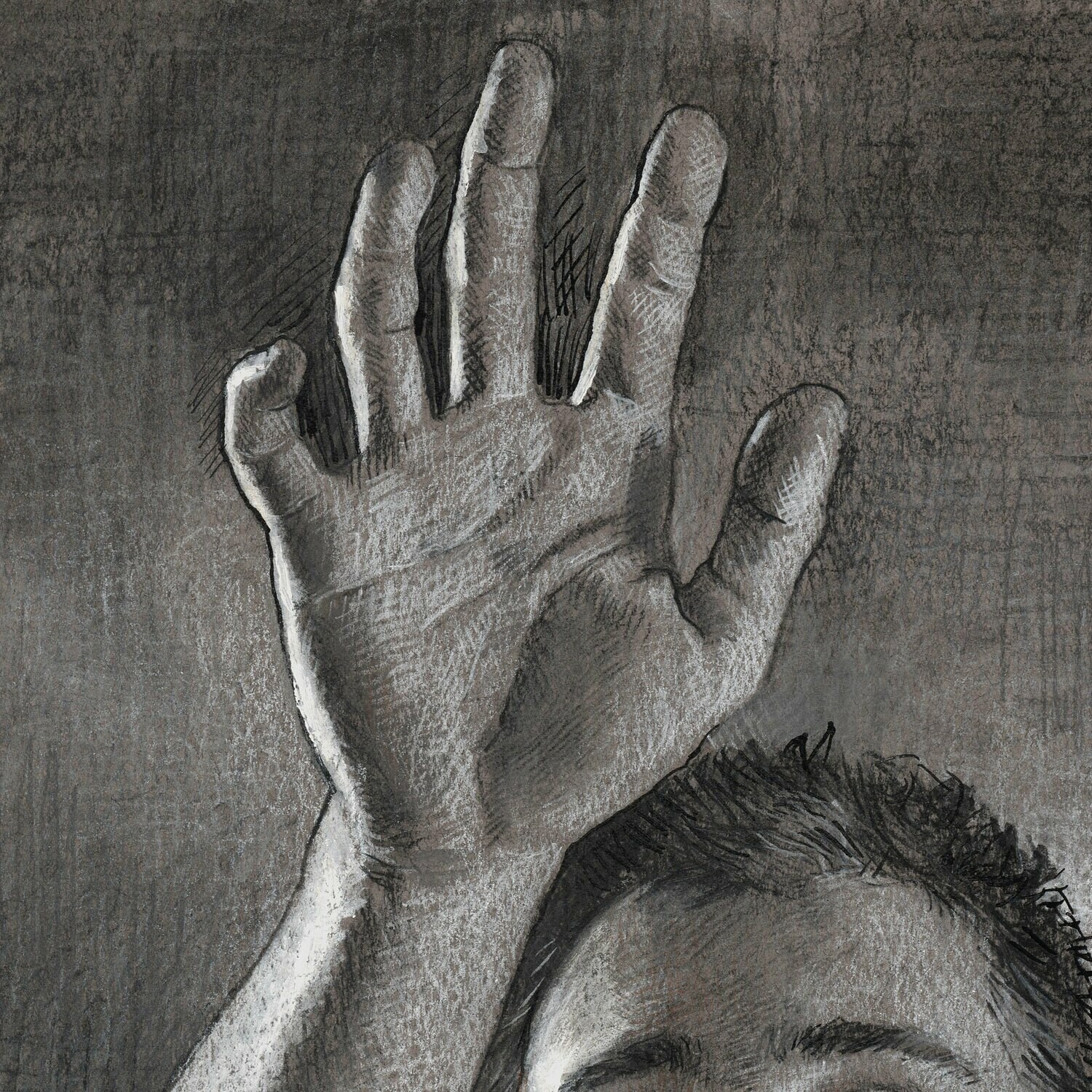 "Reach" Original Mixed-Media Grisaille Drawing