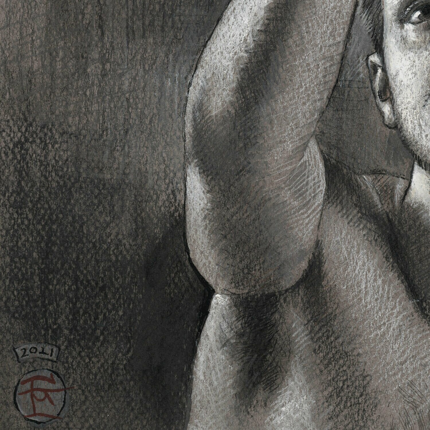 "Reach" Original Mixed-Media Grisaille Drawing