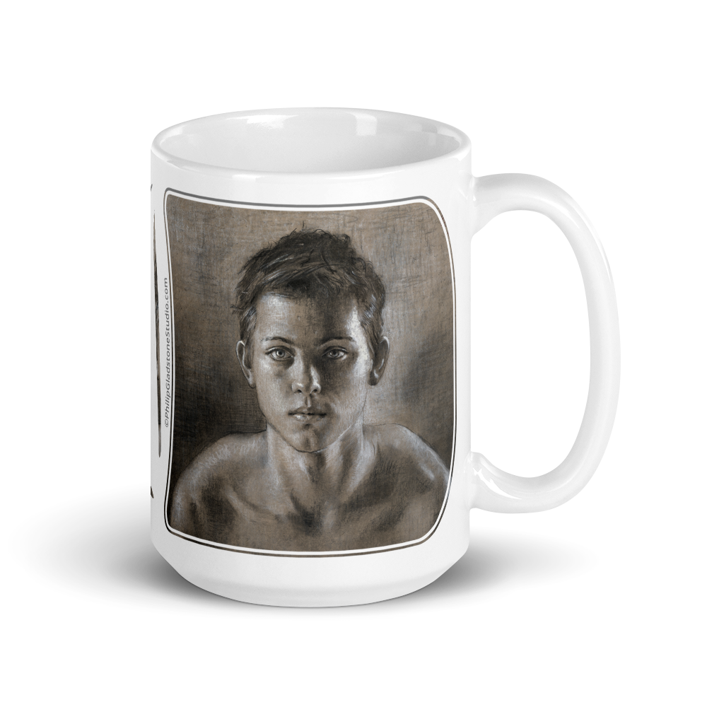 "Portrait of a Boy" 15oz Ceramic Mug | Merch Category Ships Free Worldwide with No Minimum