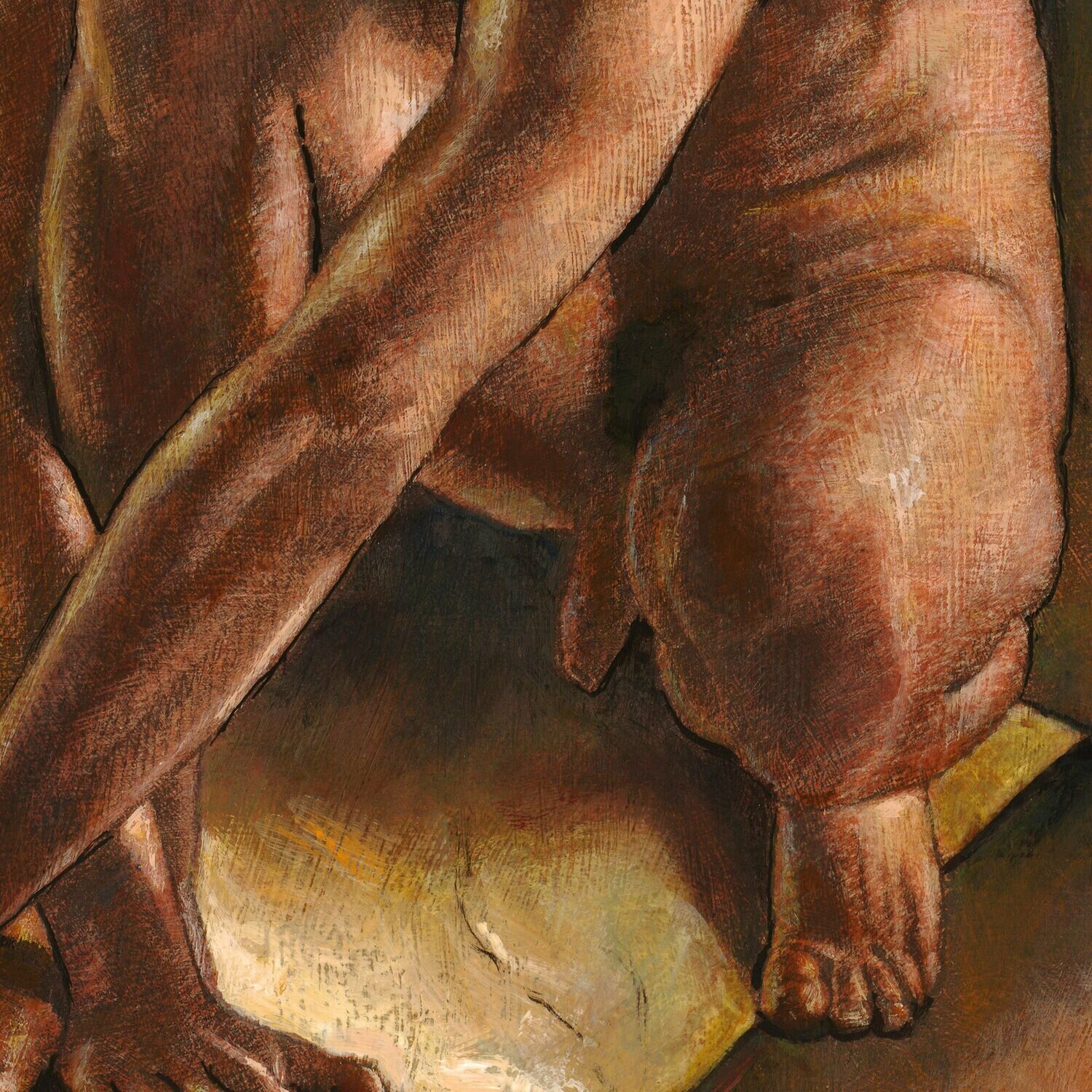 "Caress" Original Framed Tondo Painting