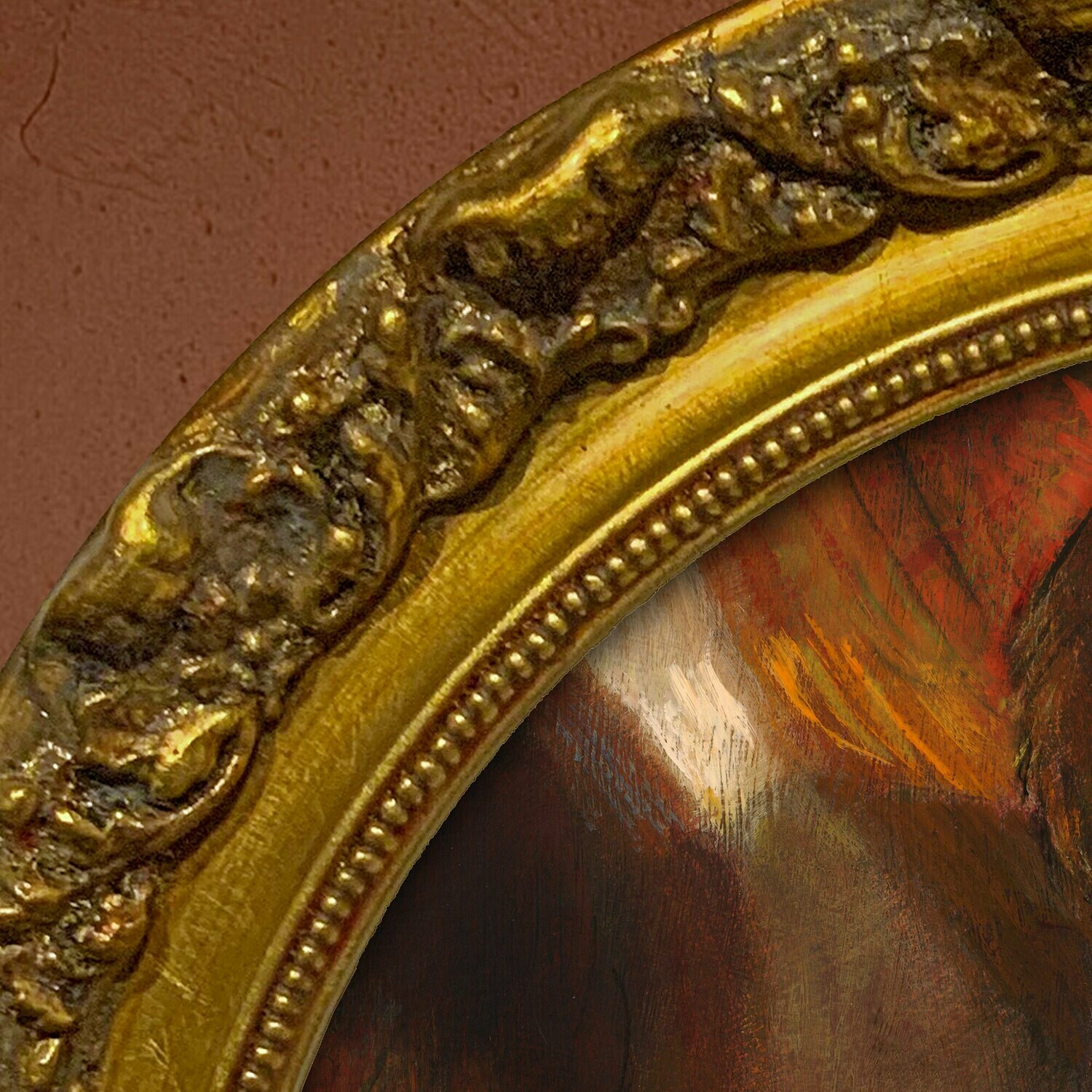 "Caress" Original Framed Tondo Painting