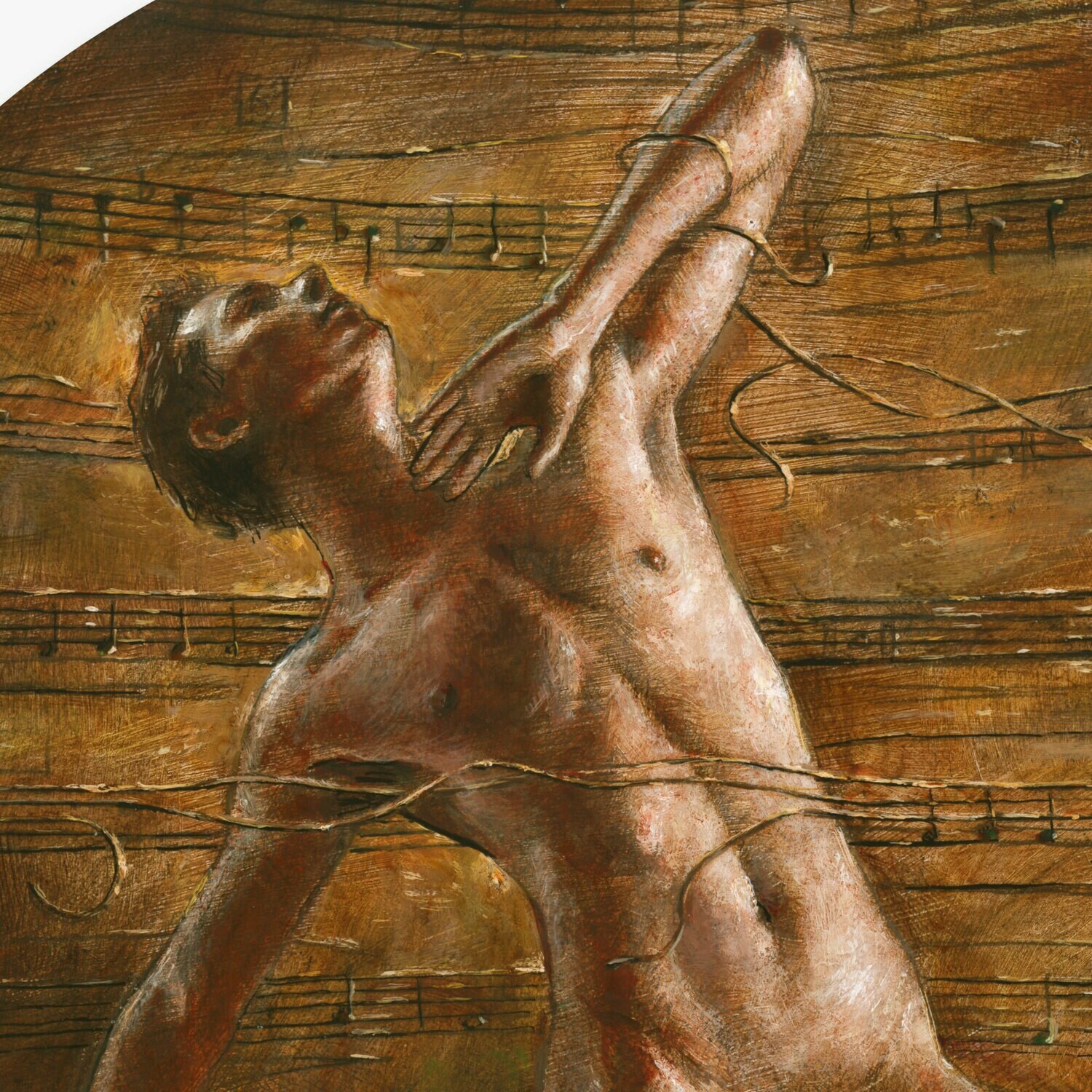 "Tangled (for Samuel Barber)" Original Framed Tondo Painting