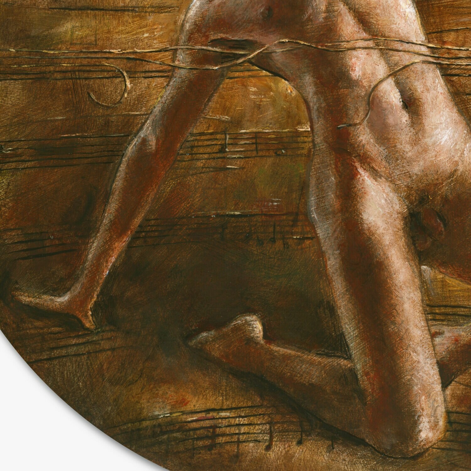 "Tangled (for Samuel Barber)" Original Framed Tondo Painting