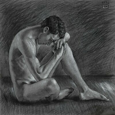 &quot;The Thinker&quot; Original Charcoal Drawing