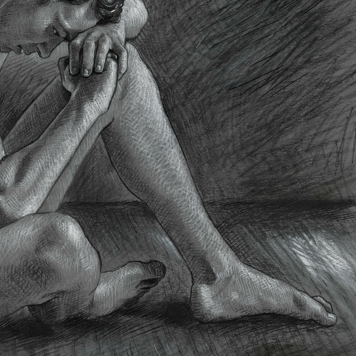 "The Thinker" Original Charcoal Drawing