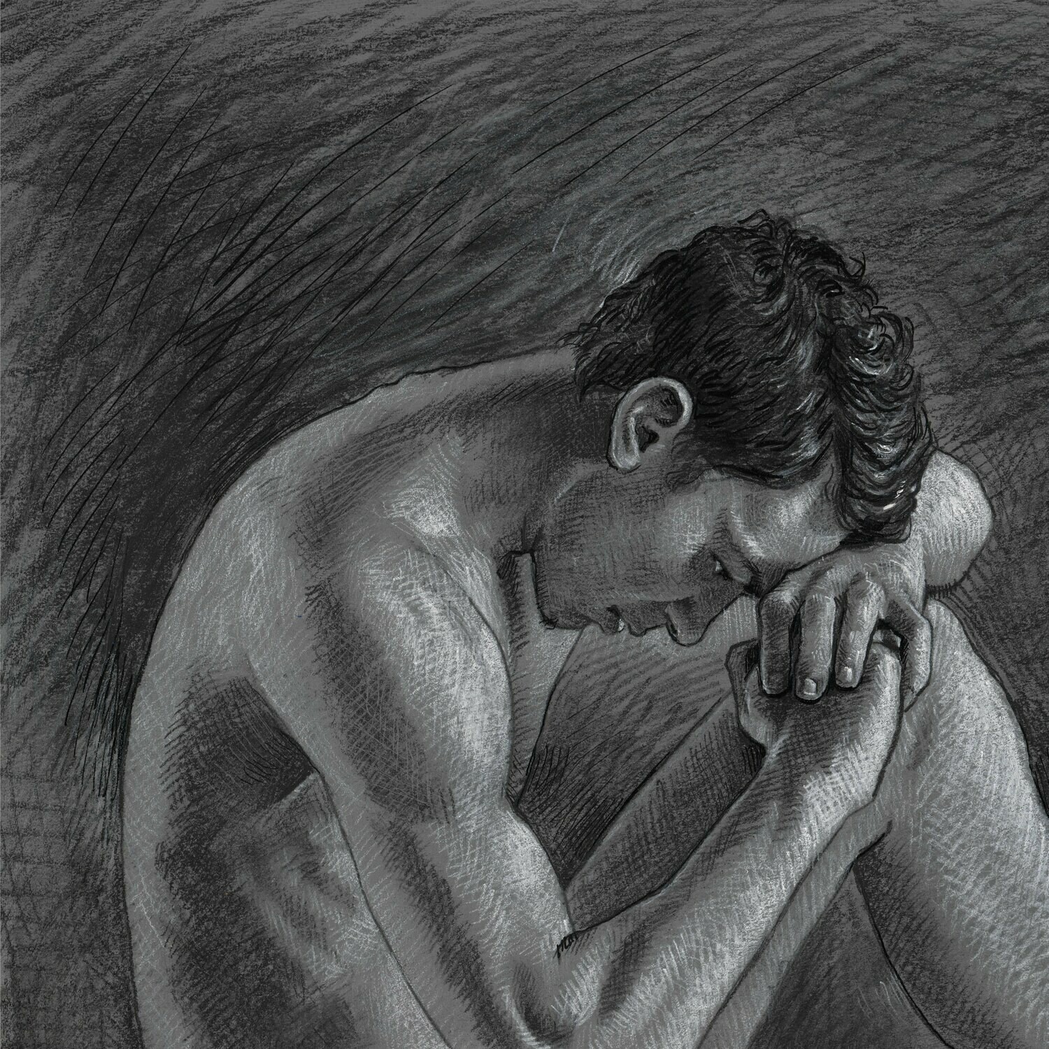 "The Thinker" Original Charcoal Drawing