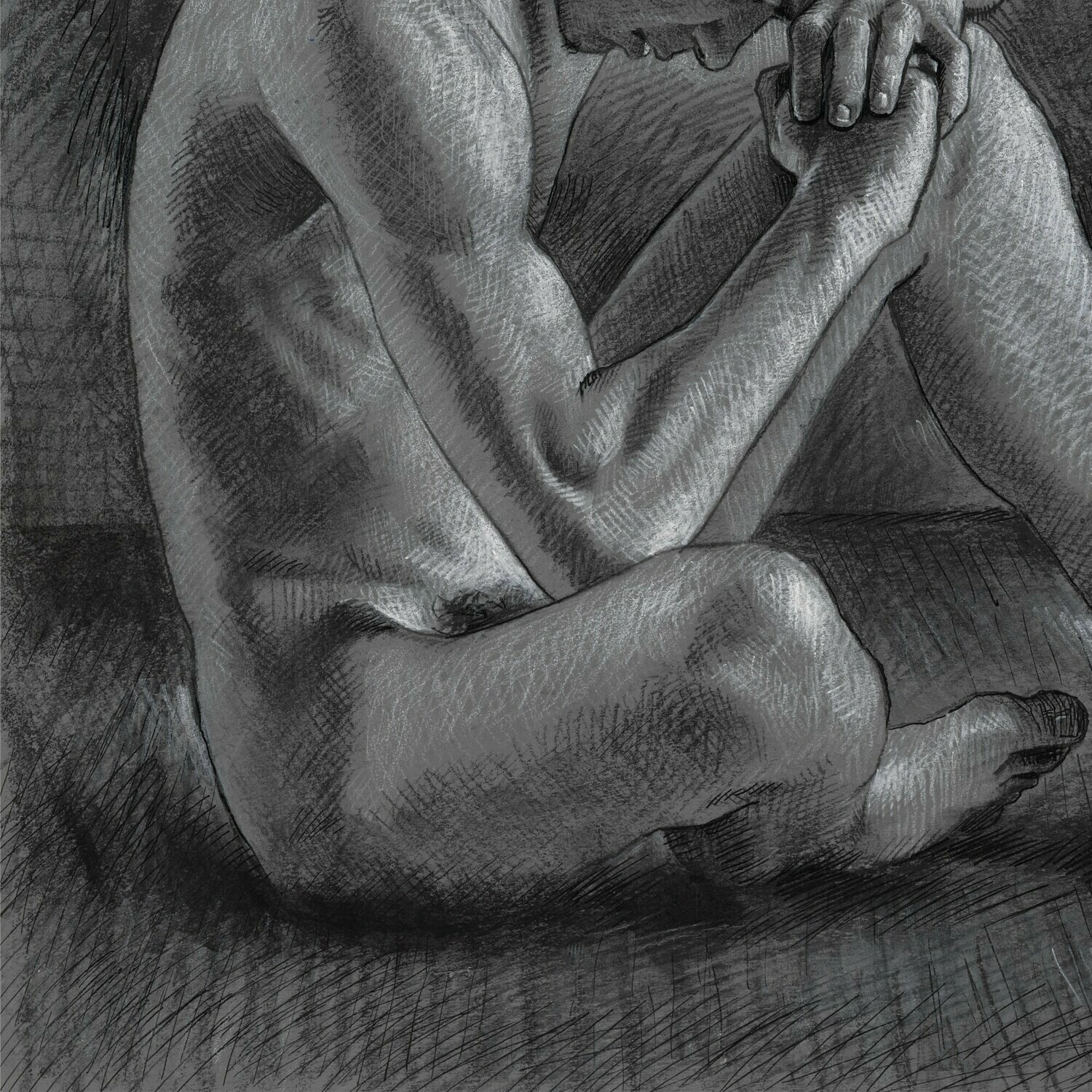 "The Thinker" Original Charcoal Drawing