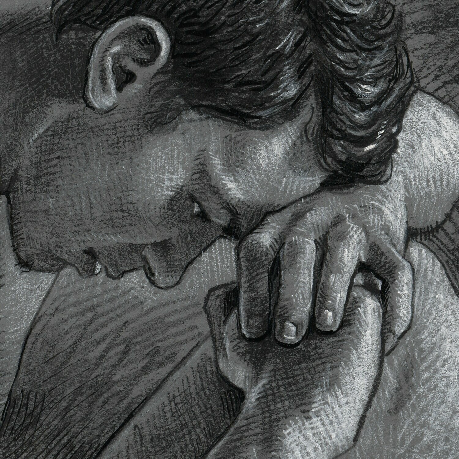 "The Thinker" Original Charcoal Drawing