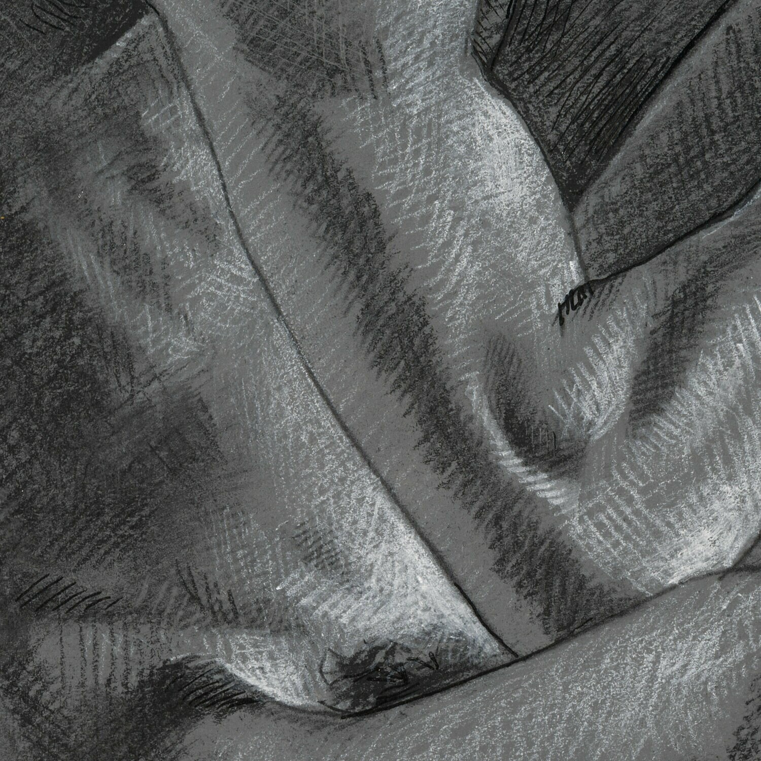 "The Thinker" Original Charcoal Drawing