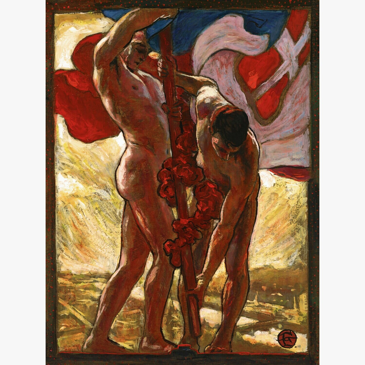 &quot;Industry and Labor&quot; Original  Painting on Panel