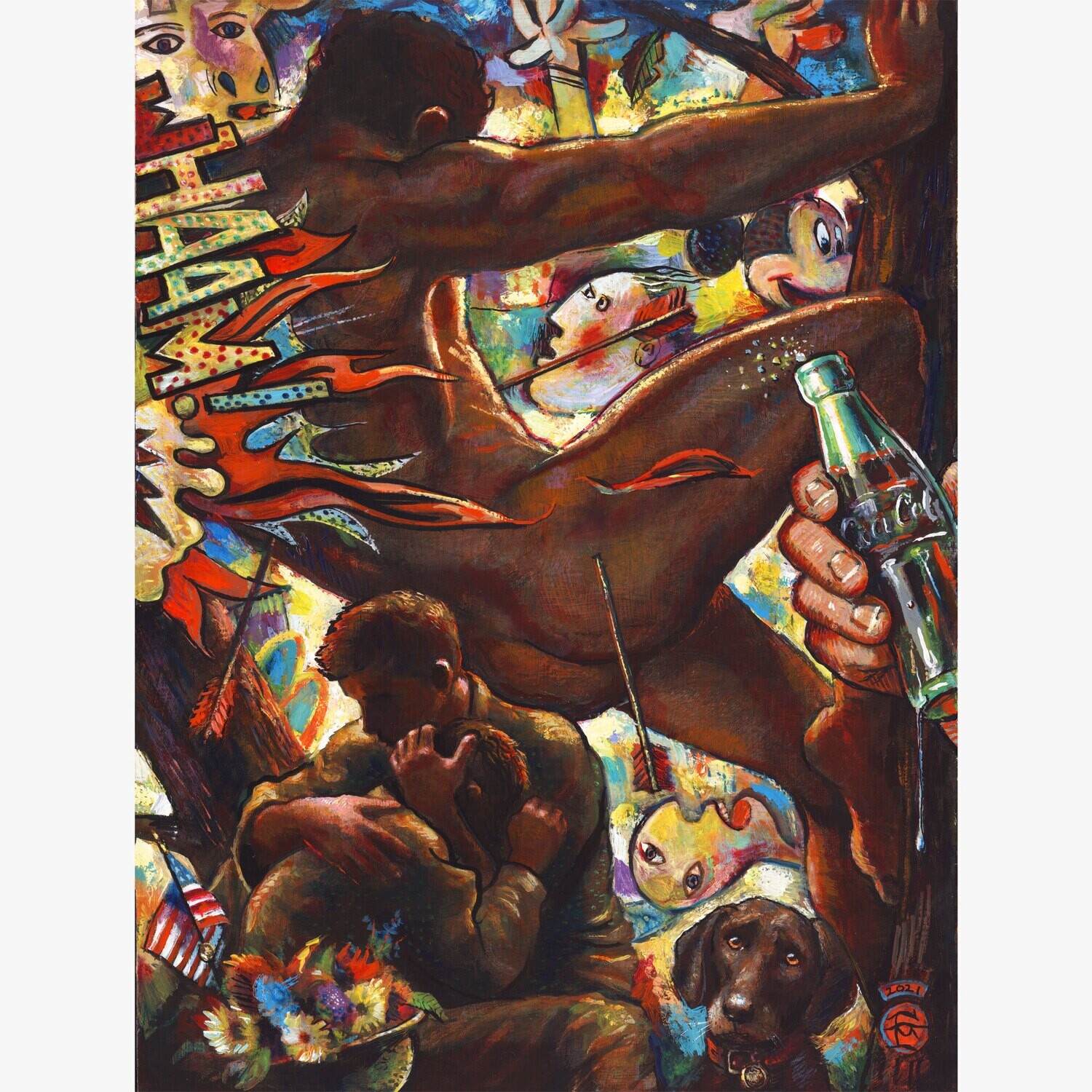&quot;American Hercules&quot; Original  Painting on Panel