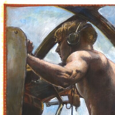 "PBY Blister Gunner" Unique Hand-Colored Print