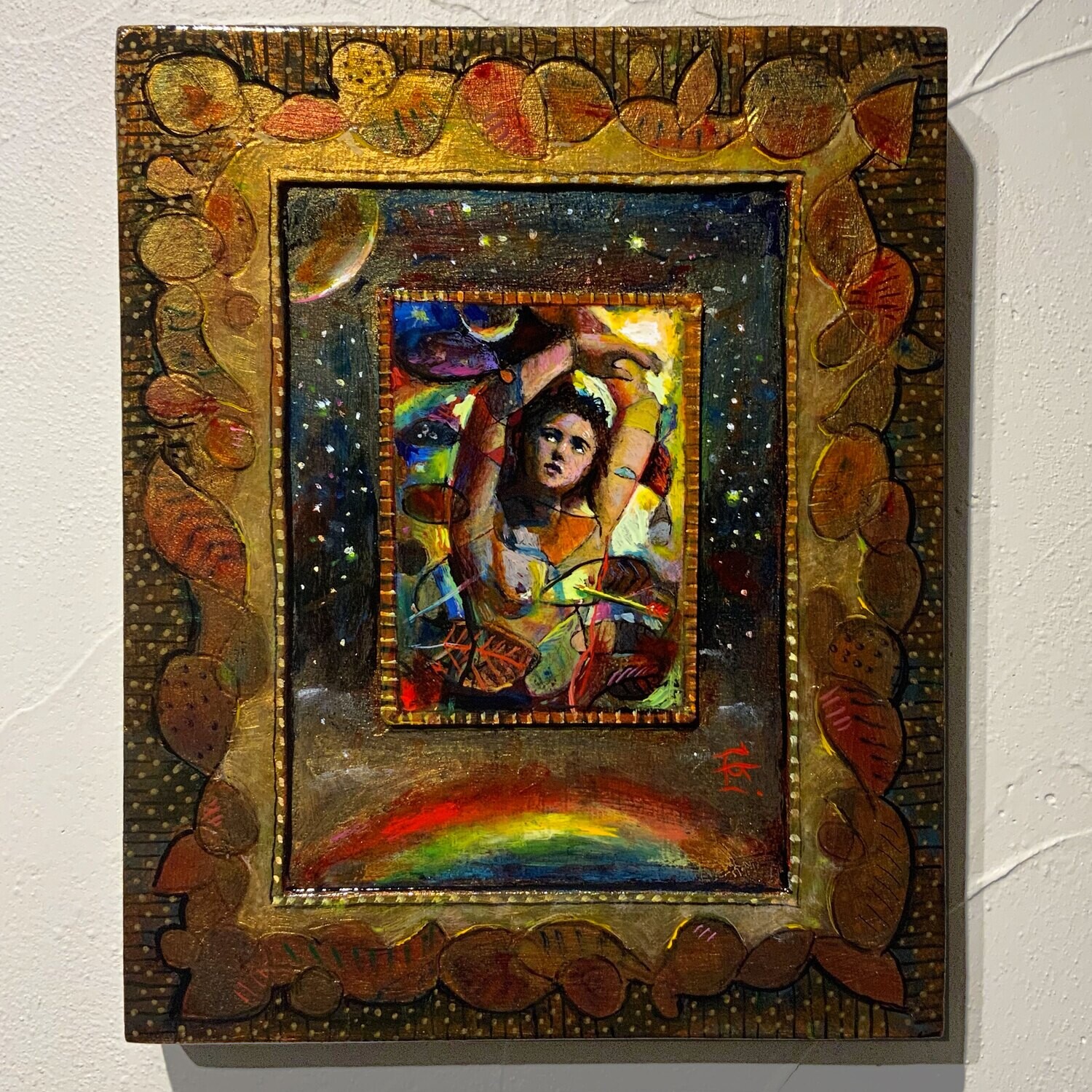 "Sebastian Ascendant" Original Mixed-Media Painting on Panel