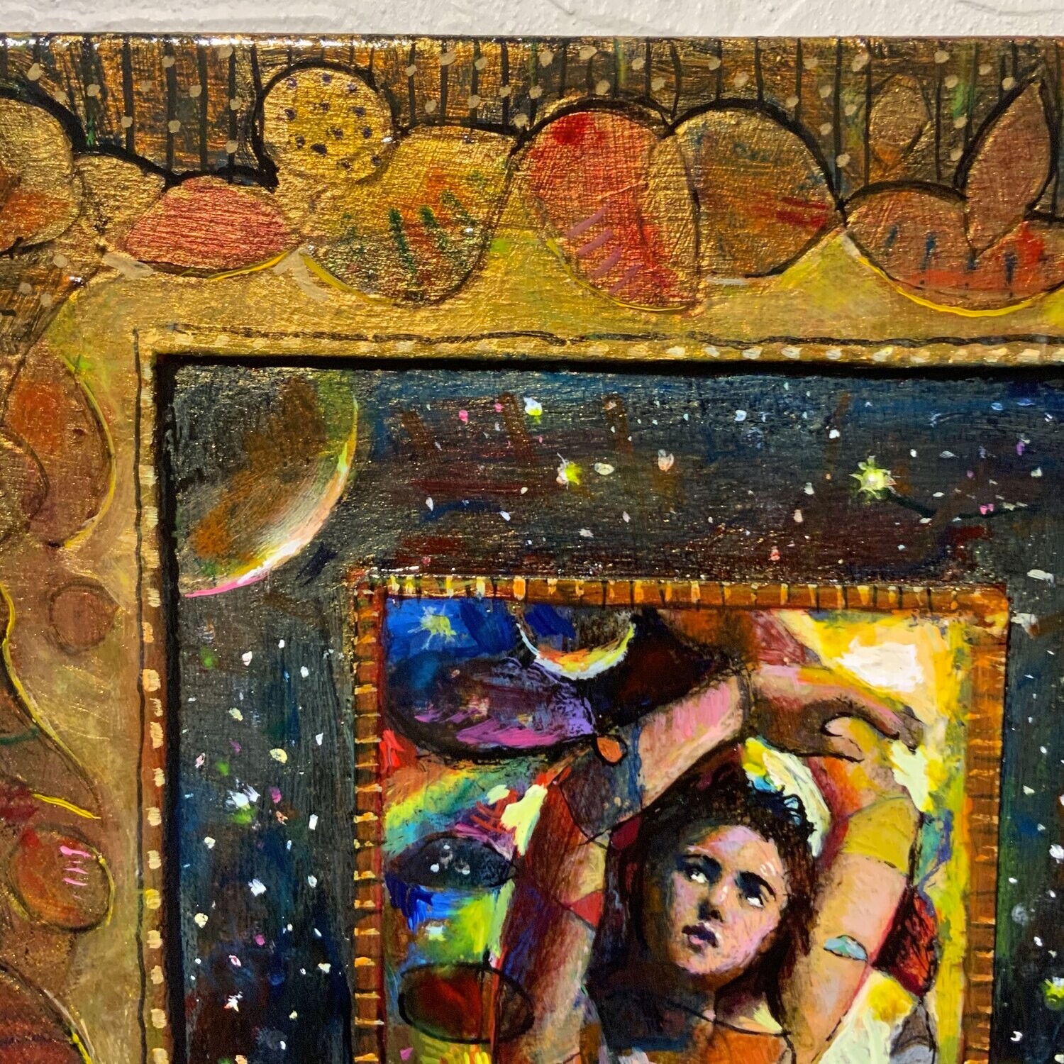 "Sebastian Ascendant" Original Mixed-Media Painting on Panel