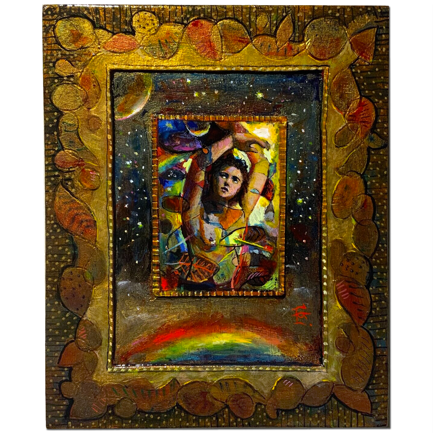 "Sebastian Ascendant" Original Mixed-Media Painting on Panel