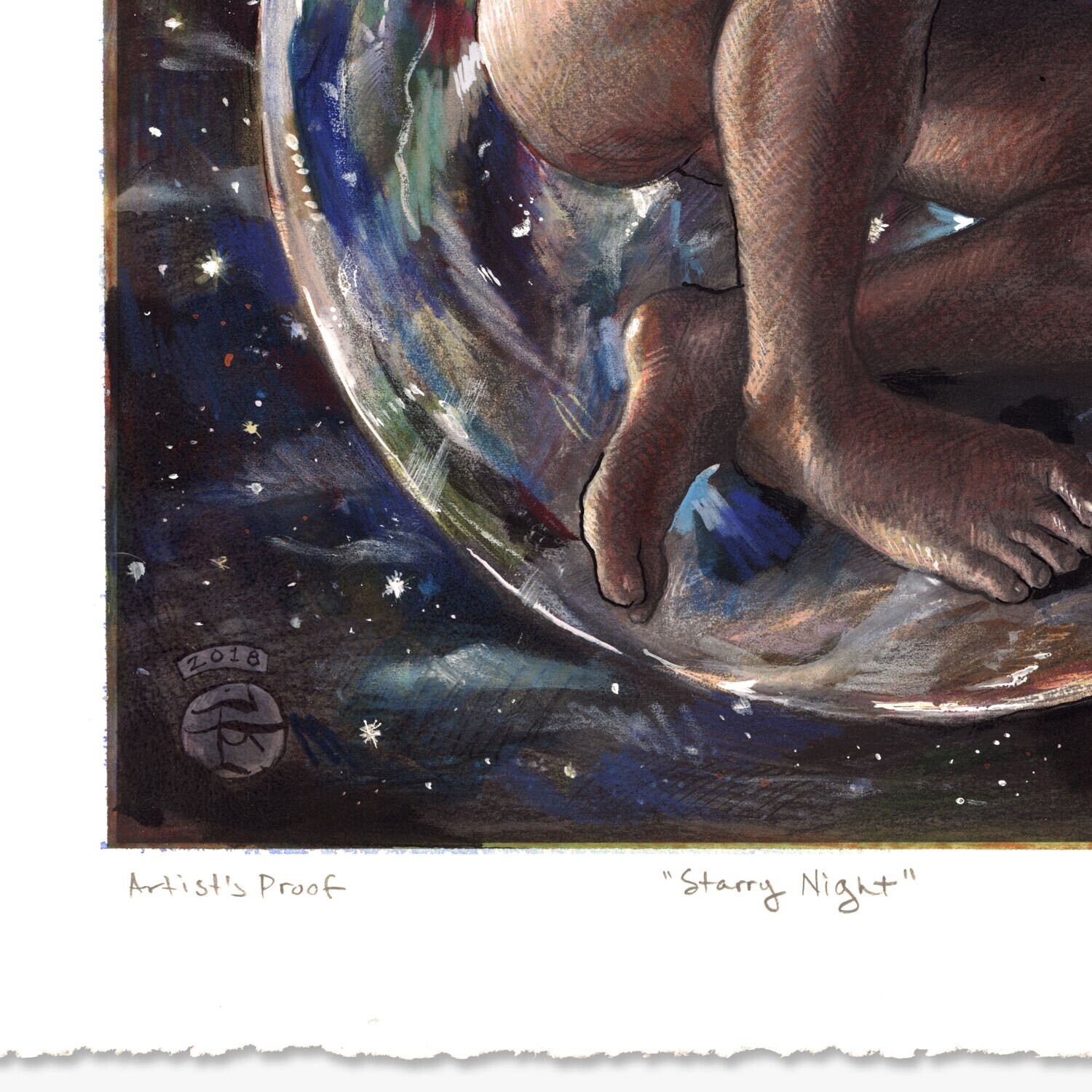 "Starry Night" Unique Hand-Colored Print