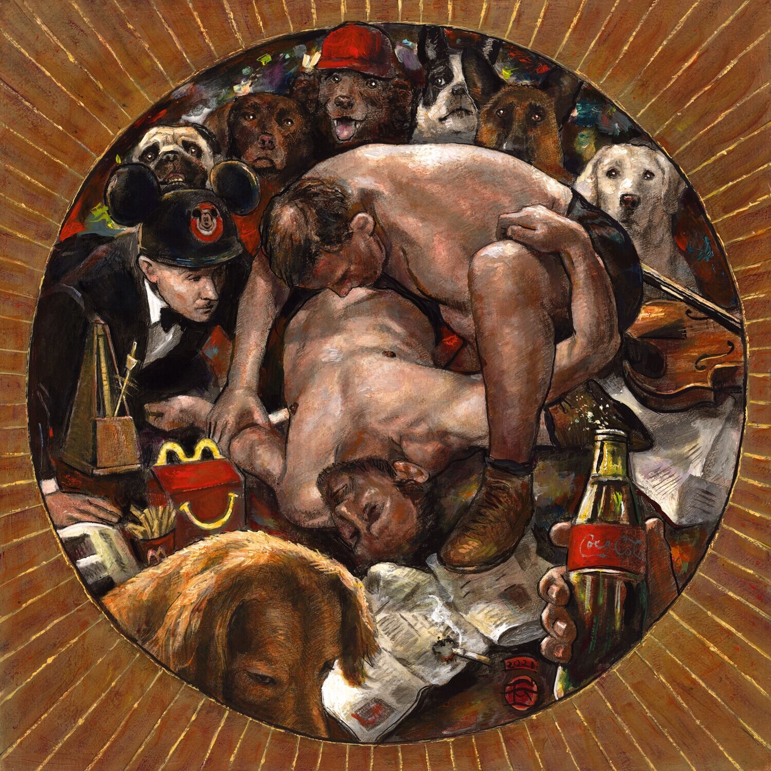 "Disillusionment (Night Fights)" Original  Painting on Panel