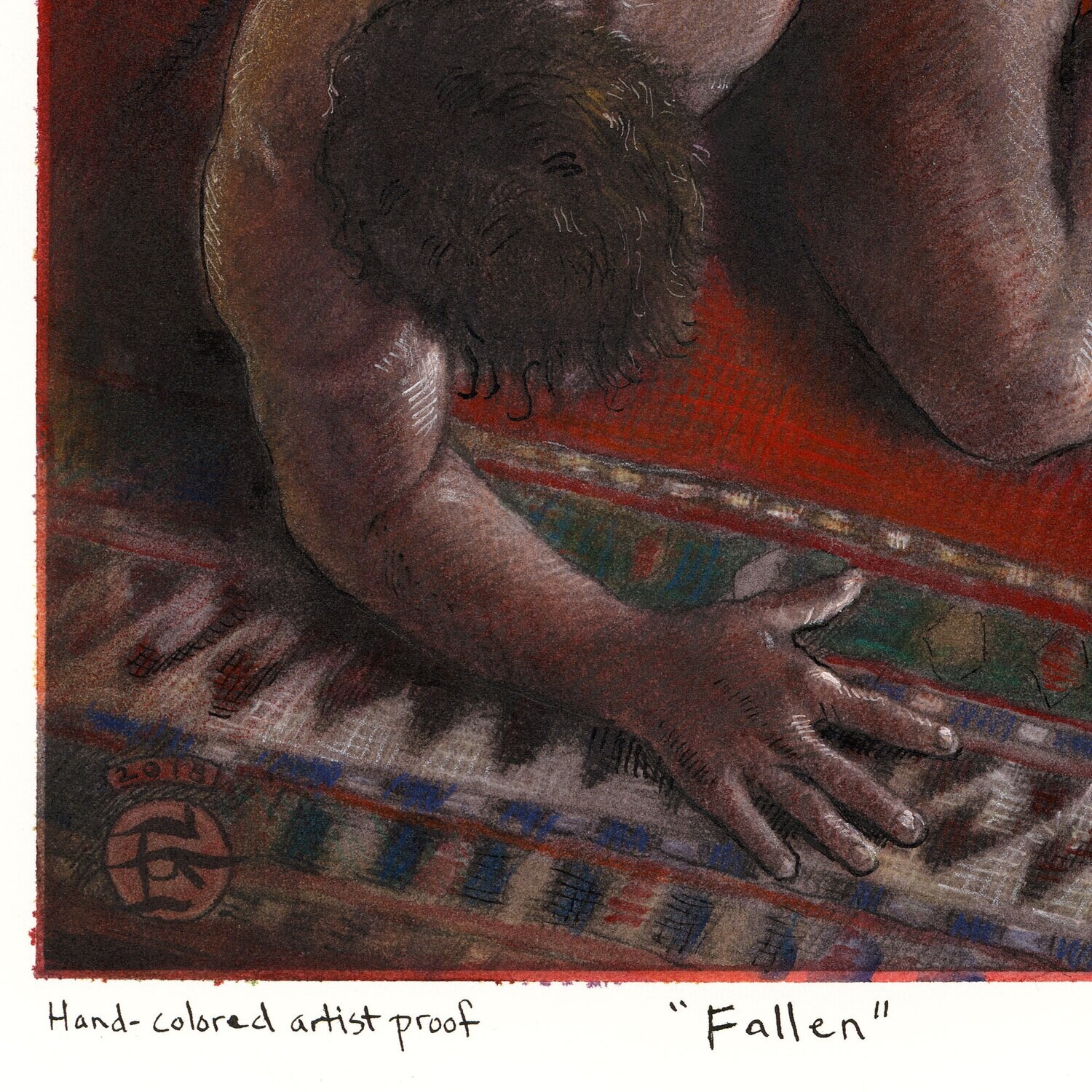 "Fallen" Unique Hand-Colored Print