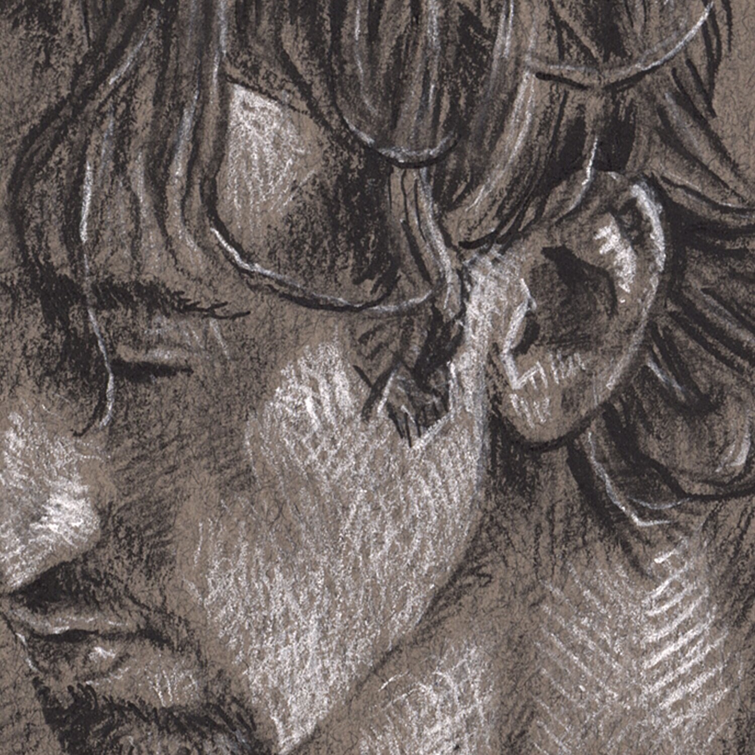 Kneeling Male Nude Original Drawing