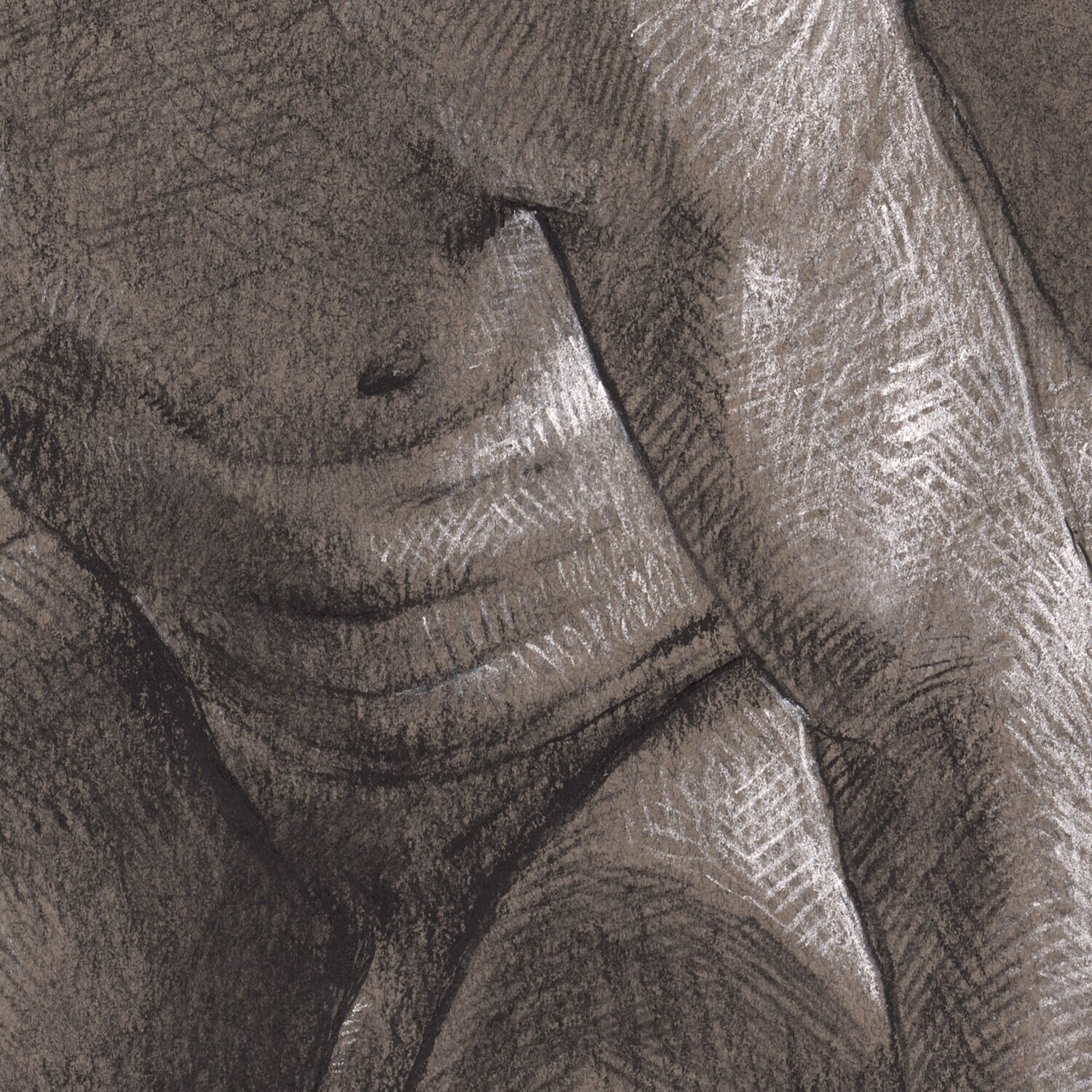 Kneeling Male Nude Original Drawing
